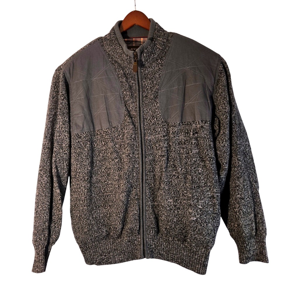 ORVIS Size Large Mens 100%‎ Wool Full Zip Shooting Jacket Bomber Hunting Gray